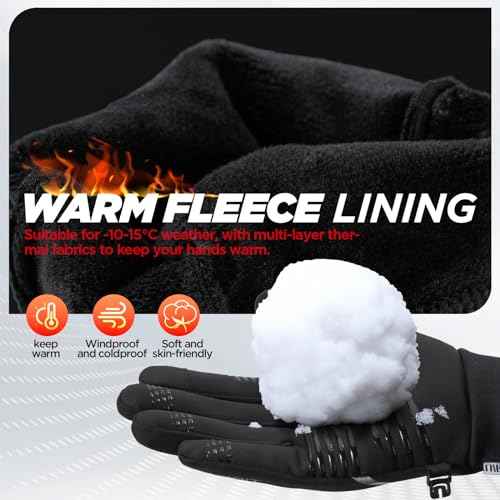 Winter Gloves Men Women, Warm Thermal Windproof Touchscreen Non-Slip,for Cycling Driving Running Hiking