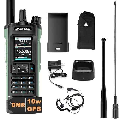 BAOFENG DM32 10W Digital Mobile Radio DM-32UV Long Range Dual Mode U/V Dual Band AM FM Dual Time Tri-Power Slot GPS APRS Two Way Radio with 771 Antenna for Outdoor Hiking Hunting Survival Gear DM-32