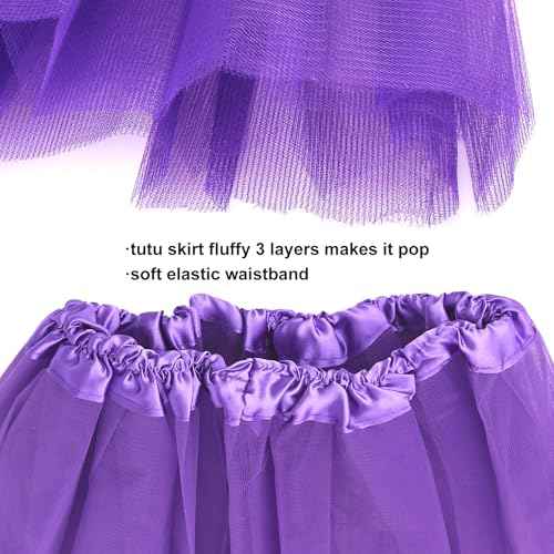 5 Pcs Halloween Costume Women Adults,Purple Beanie/Goggles/Tutu Skirt/Suspenders/Gloves Halloween Costume Accessories