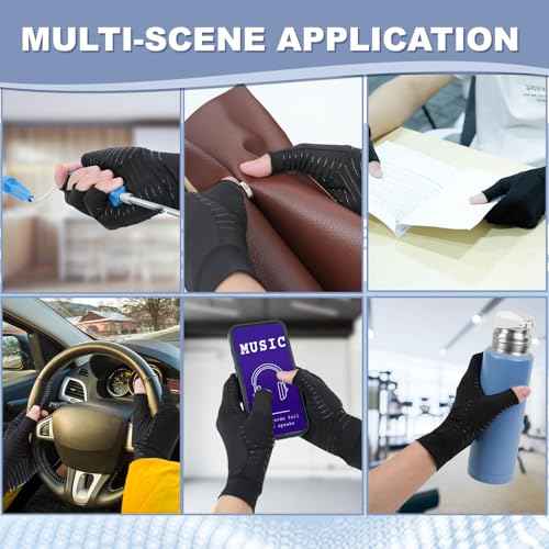 DRNAIETY 2 Pairs Copper Arthritis Compression Gloves for Women and Men, for Arthritis Hand Pain, Anti-Slip, Fingerless, Comfortable for Work, Kept in Motion (Medium)