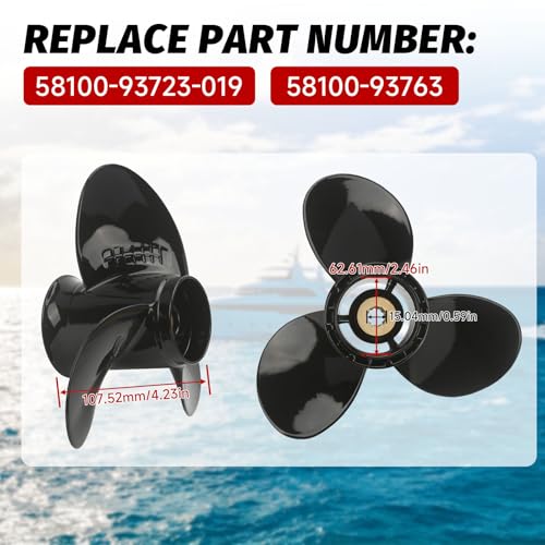 Boat Propeller for Suzuki Outboard Engines 9-1/4 x 9, Compatible with DT15 DF20 9.9HP 15HP
