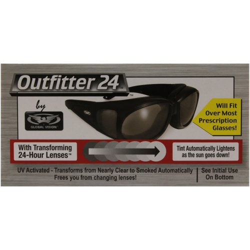 Global Vision Outfitter Padded Motorcycle Safety Glasses - Clear to Smoke Lens, Anti-Fog Over Glasses