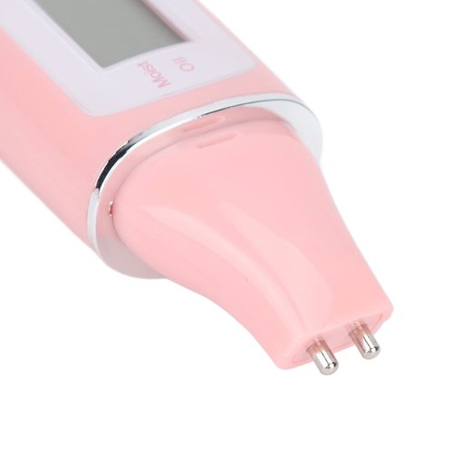 Skin Analyzer, Digital LCD Display Precision Skin Sensor Tester Facial Water Oil Analyzer Facial Sensor Tester Portable Moisture Tester Skin Monitor Detector Face Water Oil Tester for Home Salon(Pink)