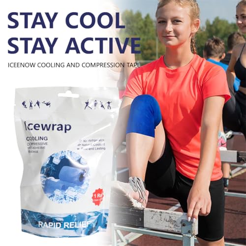 Ice Tape Self Sticking Ice Wrap 2 Pcs 10cm x 4.5m Instant Cooling Bandage for Muscle Pain & Swelling