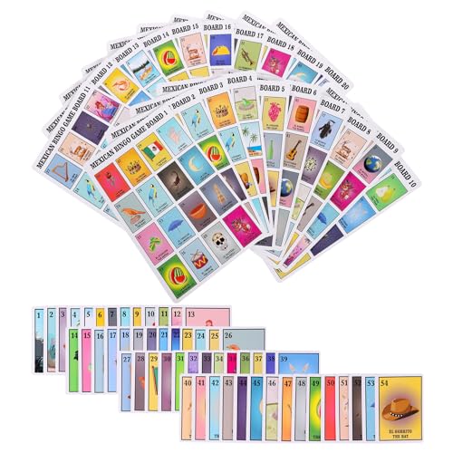 Mexican Bingo Game in Spanish & English for 20 Players - Puerto Rico Bilingual Card Set