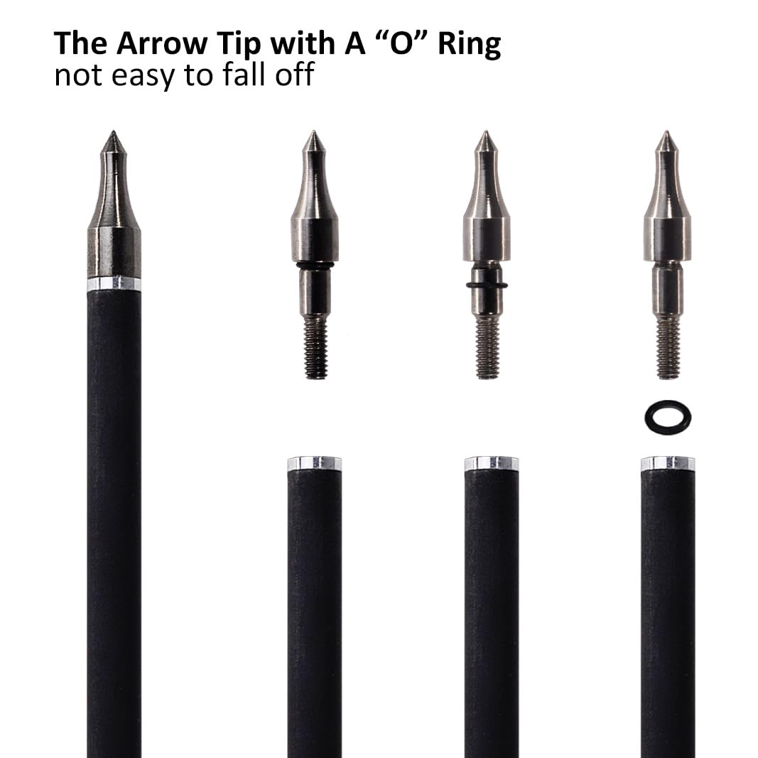 Luoyer 12Pcs Archery Hunting Arrows for Compound Bow Recurve Bow with Removable Tips Adjustable Nocks for Adults Hunting Targeting 30inch (Black Vanes)