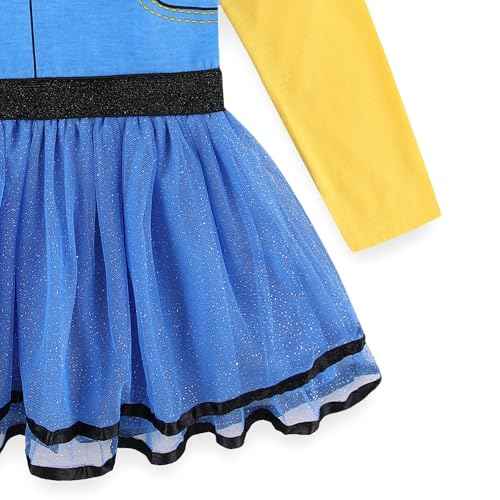 Universal Minions Girls 2 Piece Long Sleeve Glitter Tulle Dress and Footed Stockings for Toddlers