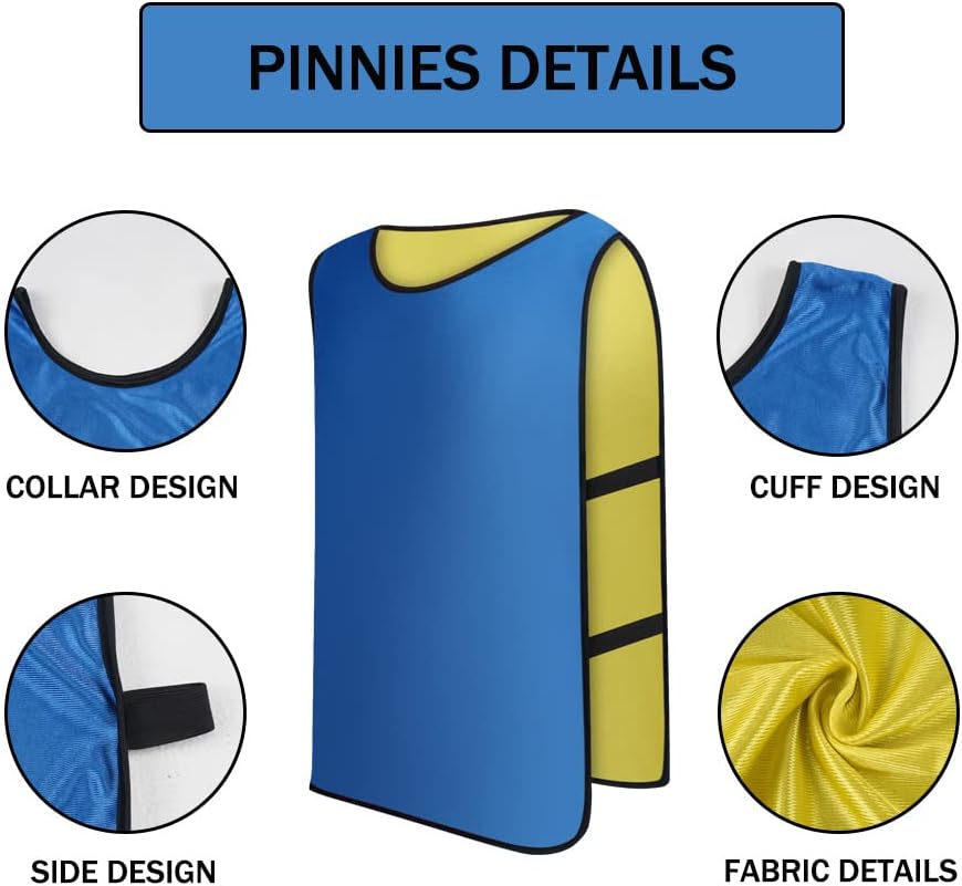 12 Pack Reversible Numbered Pinnies, Double Sided Scrimmage Vest,Team Practice Jerseys for Kids and Adult
