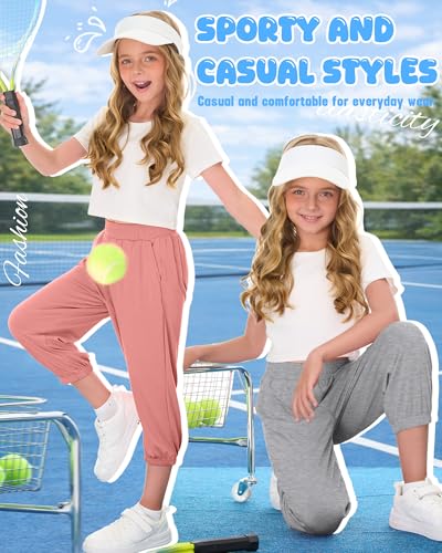 Girls' Capris Sweatpants Set - 3 Pcs Comfortable Casual Bottoms