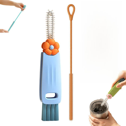 3 in 1 Cup Lid Cleaning Brush, 2026 New Multifunctional Bottle Brush Cleaner, Bottle and Straw Brush Cleaning Set, Crevice Cleaning Brush Tools for Gap Tight Spaces, Home Kitchen Gadgets (2PC B)