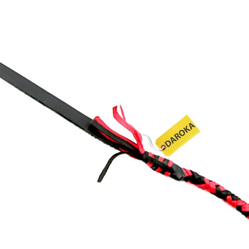 Red and Black 16-Plait Nylon Bullwhip with Leather Core – Paracord Whip with Stainless Steel Handle – Multiple Lengths (8 feet (2.4 Meter))