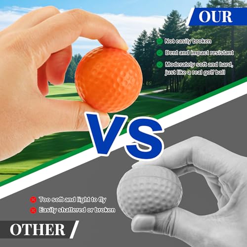 Orange Foam Practice Golf Balls 20 Pack with Tees - Limited Flight Design