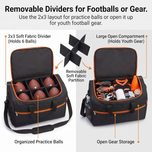 Football Equipment Carry Bag Fits 6 Official Size Footballs Durable Oxford Storage
