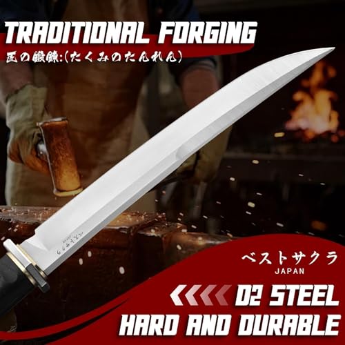 9.6in Fixed Blade Knife with Sheath - Heavy Duty Machete for Survival & Camping
