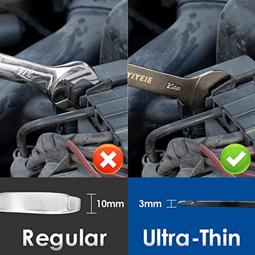 Metric 10-Piece Super-Thin Wrench Set - Black Nickel Plating, CR-V Steel
