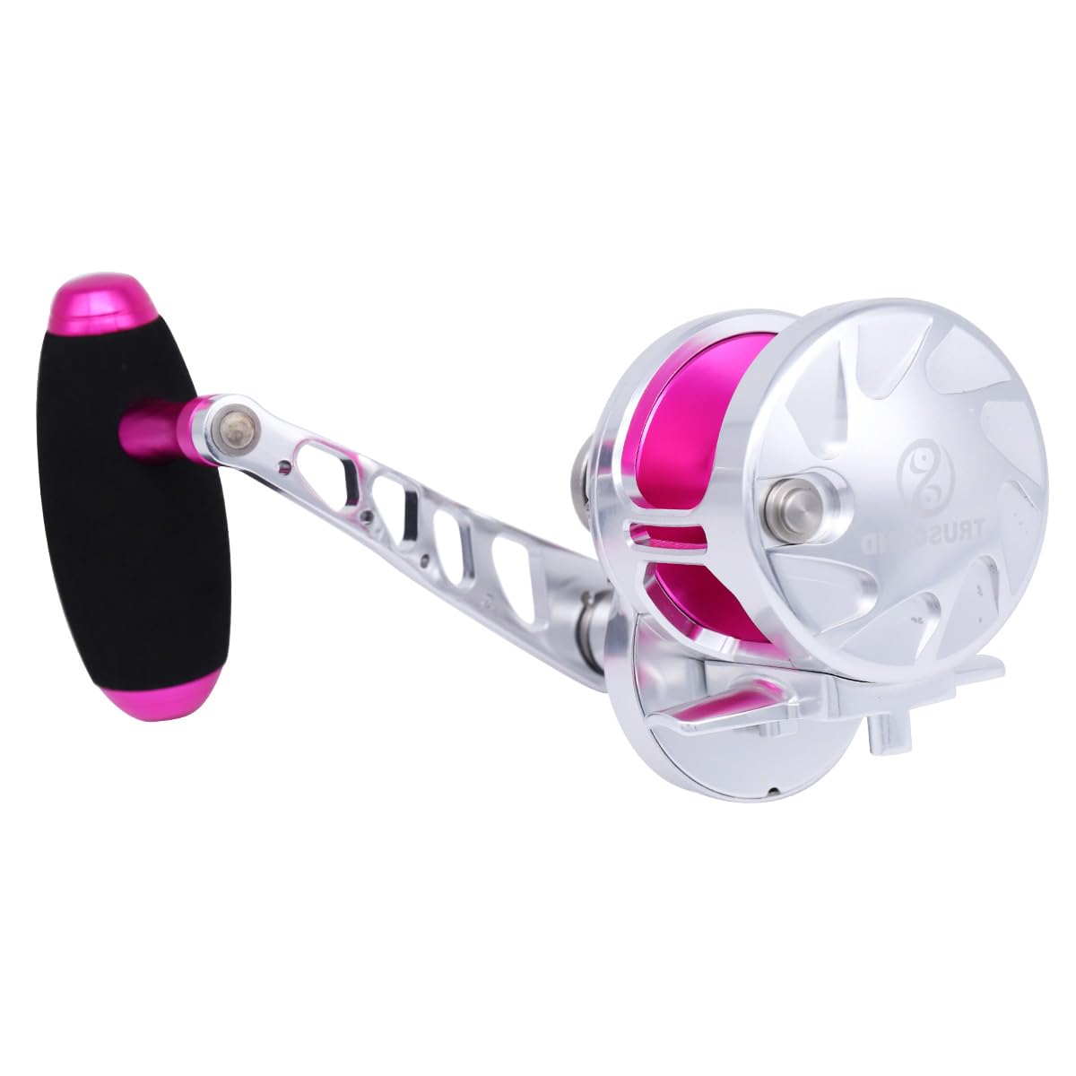 TRUSCEND Aluminium Alloy Full Metal Fishing Reel, Slow Jigging Reels 2000 Series, Left/Right Interchangeable 6.3:1 Sea Fishing Gear 9+2BB Trolling Reel (hotpink, Right Hand)