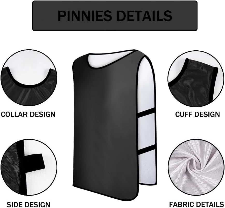 12 Pack Reversible Numbered Pinnies, Double Sided Scrimmage Vest,Team Practice Jerseys for Kids and Adult