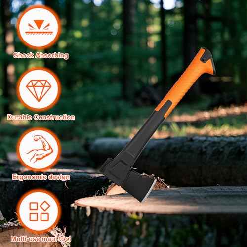 X14 Hatchet Axe, 14¡± Camping Axe for Wood Splitting & Kindling with Nylon Hollow Handle, Anti-Slip Shock Absorption Grip for Outdoor Survival, Firewood, Hiking & Yard Tools