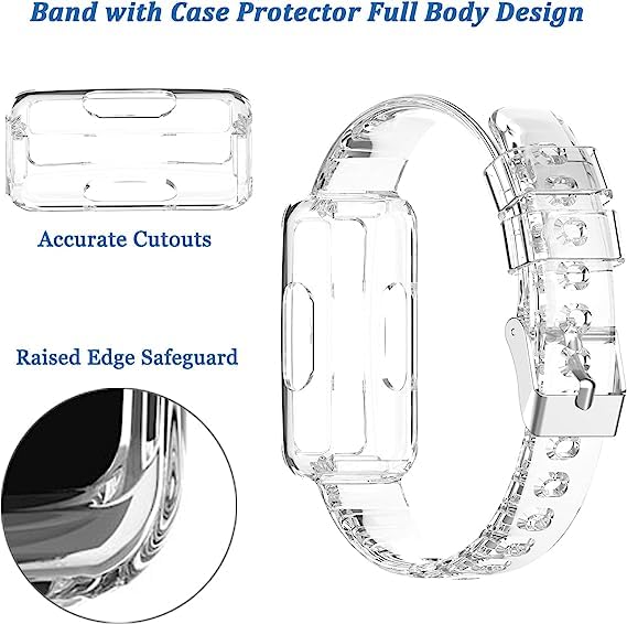 Clear Fitbit Inspire 3 Wristband with Built-in Protective Case - 6 Colors