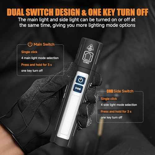 Banral Rechargeable Magnetic Small Flashlights High Lumens - Super Bright Powerful LED Tactical USB C Flashlight, 8 Modes, Dual Button Waterproof Pocket Flash Light for Emergency, Car (2, Black)