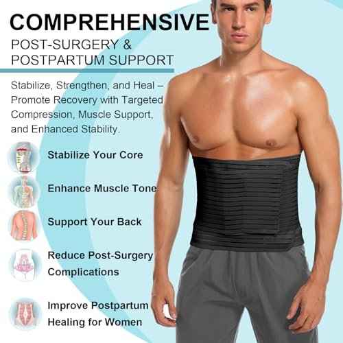 Abdominal Binder for Men & Women ? Post Surgery Belly Band Adjustable Compression Wrap Belly Binder Abdomen Hernia Support Belt (L)