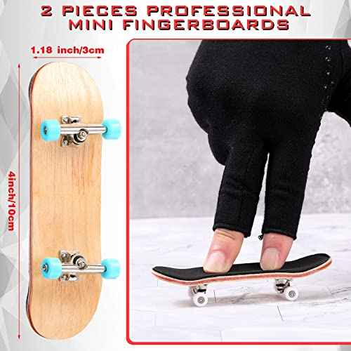 2 Pieces Wooden Finger Skateboard Park Mini Finger Boards Toy Professional Skateboard with Mini Screws Driver Fingertip Movement Novelty Toys for Teens and Adults