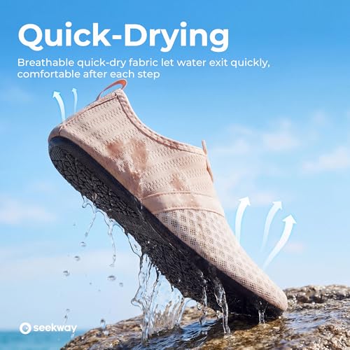 Water Shoes Quick-Dry Aqua Socks for Beach Pool Surf Yoga Men Women Black 7-8 Women / 5.5-6.5 Men / 2G Nude Pink