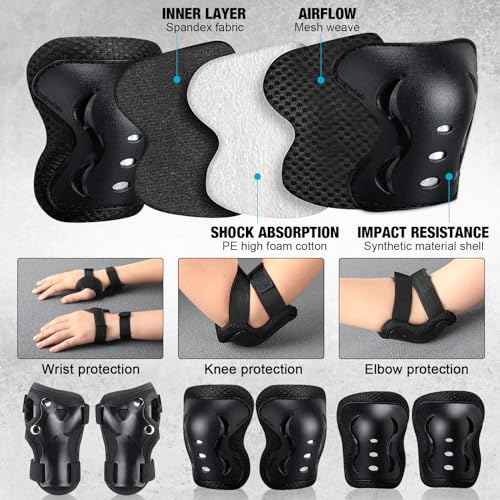 Honoson 7 Pcs Skateboard for Toddlers Beginners Knee Elbow Pads Wrist Guards Gear Set