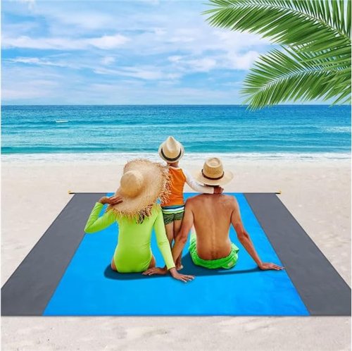 SPEFMODD Beach Blanket Waterproof Sandproof 78''×81''1-5 Adults Oversized Lightweight Beach Blanket Large Picnic Mat Beach Blanket for Travel Camping Hiking Picnic (Blue)