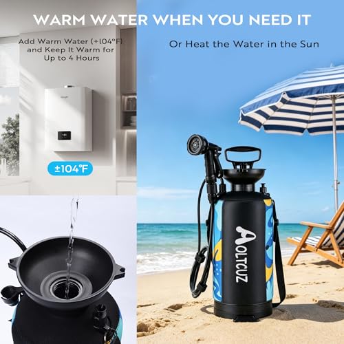 8L Portable Camping Shower with 10 Spray Modes - Handheld Outdoor Rinse
