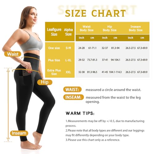 Walifrey Women's Leggings with Pockets - Full Length, Small-Medium, Black