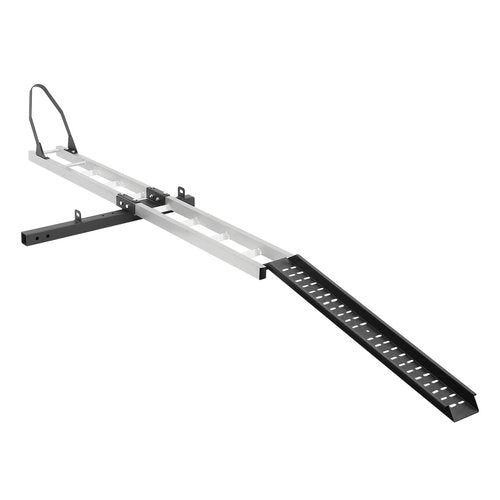 Aluminum Motorcycle Hitch Carrier, 400lbs Lifting Capacity Dirt Bikes Carrier with Crank Arm Brackets and Practical Straps, Heavy Duty Motorcycle Bracket with Straps Tire Limiter