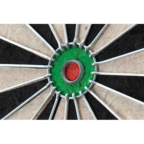 Viper Stadium Cabinet & Shot King Sisal/Bristle Dartboard Ready-to-Play Bundle with Two Sets of Steel-Tip Darts, Throw Line, and Dry Erase Scoreboards, Walnut Finish