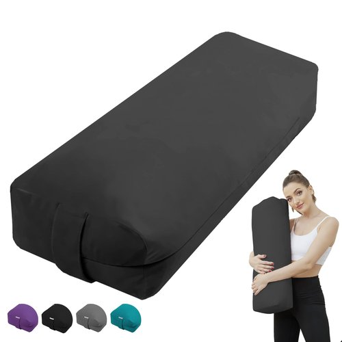 TokSay Yoga Bolster Pillow for Restorative Yoga - Meditation Pillow with Velvet Cover, Filled with Foam