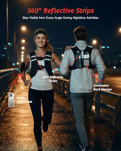 16lb Weighted Vest for Workout & Running - Black - Reflective Stripe
