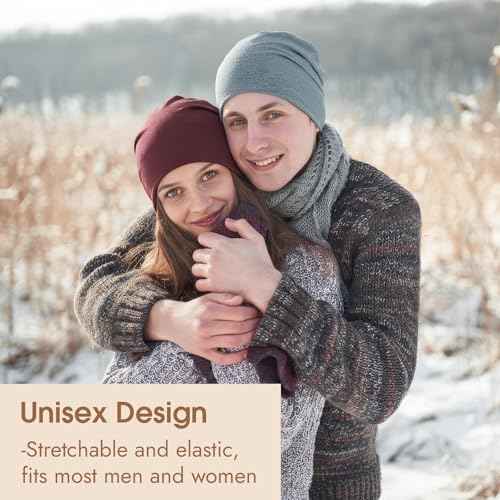 BEVTEE Cotton Slouchy Beanie for Men 4 Packs, Hip-Hop Soft Hats for Women, Skull Caps Lightweight for Winter, Gift, Fashion
