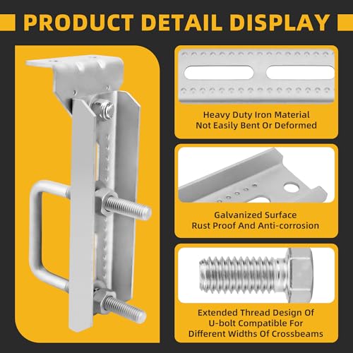 8-Inch Galvanized Boat Trailer Bunk Brackets with Swivel Top - Fits 3" Crossmembers