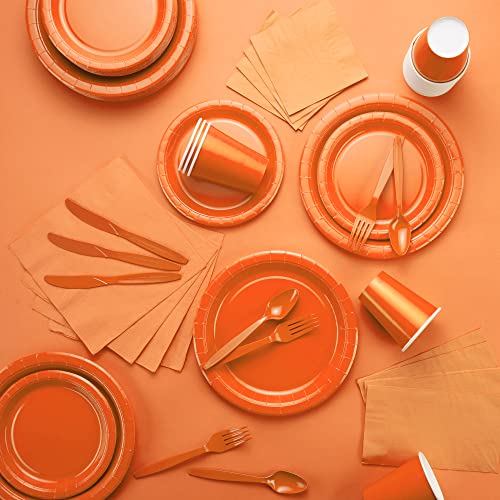 Orange Disposable Paper Plates 7 Inch Pack of 50 - Strong & Sturdy Party Dinnerware