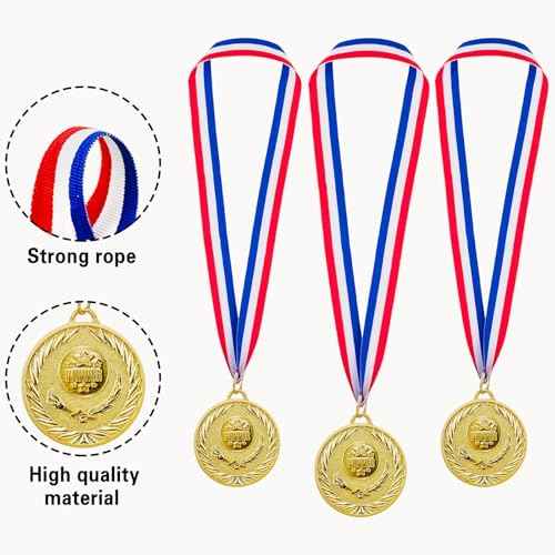 Abaokai 12 Pieces Gold Medals for Awards,1st Winner Medals for Sports, Competitions, Party, Olympic Style, 2 Inches