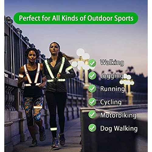 Reflective Vest Running Gear 2Pack, High Visibility Adjustable Safety Ves for Night Cycling,Hiking, Jogging,Dog Walking