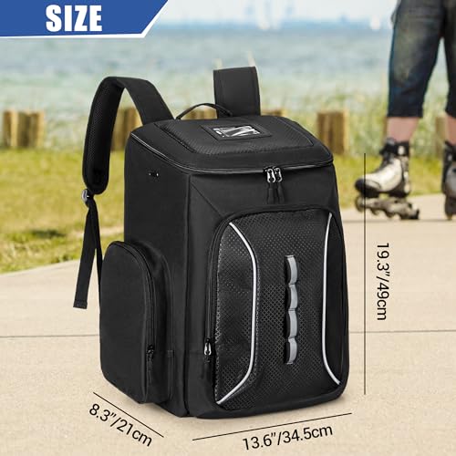 DSLEAF Roller Skate Bag Backpack with Multiple Pockets - Black