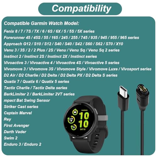 Kissmart Charger Cable for Garmin Watch