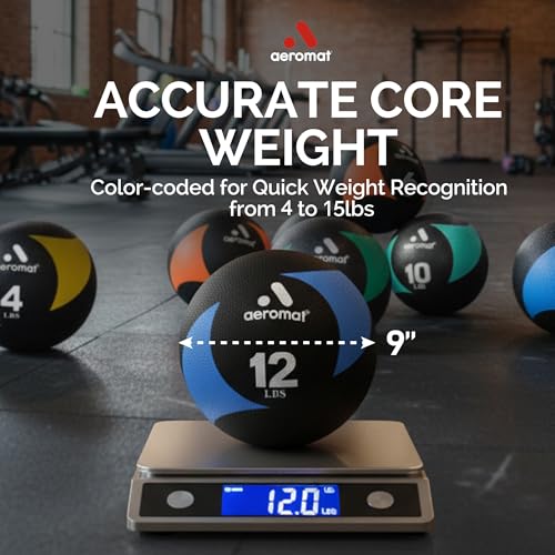 Aeromat 15 lb Airless Medicine Ball - Textured Grip, Latex-Free, 9-Inch