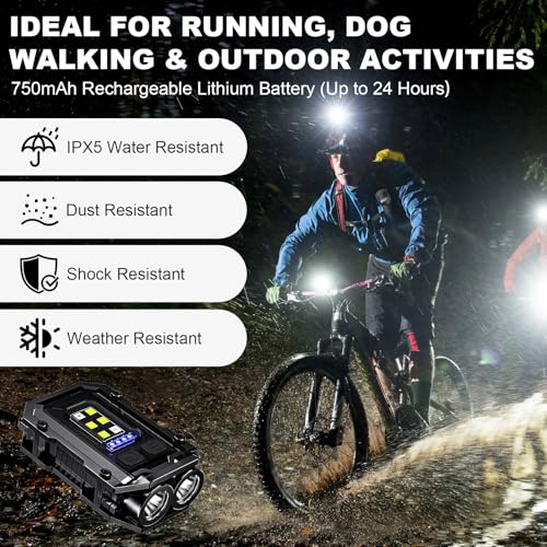 Clip on Flashlight, 8 Modes Running Light for Runners Rechargeable Safety Lights Portable COB Flashlight for Night Working, Running, Camping, Fishing, Hiking, Dog, Gift