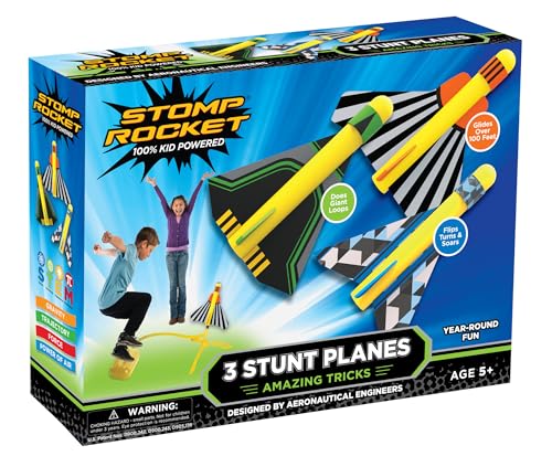 Stomp Rocket Stunt Plane Rocket Launcher Toy with 3 Foam Planes - Kid-Powered Fun