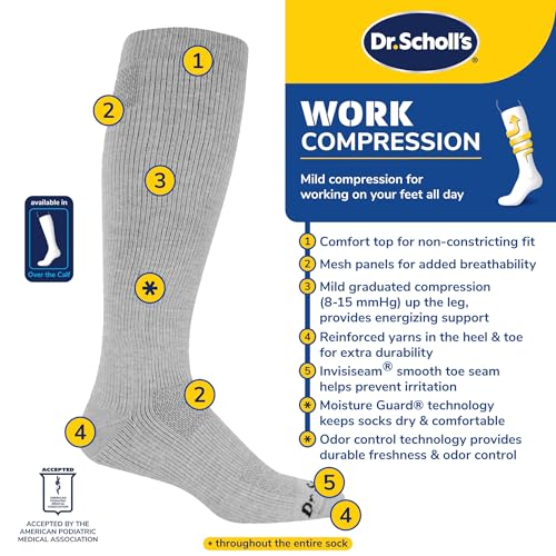 Men's Athletic Compression Socks Black 3 Pairs - Over Calf, Fatigue Relief - Variation of 7-12