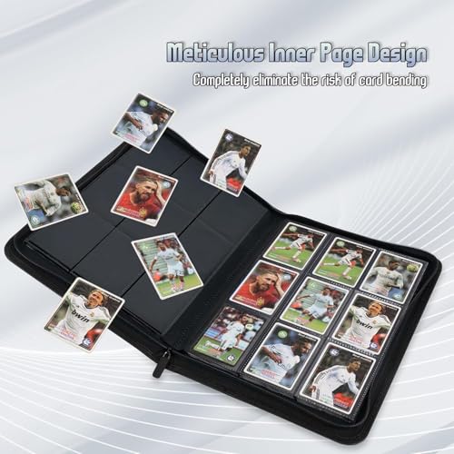Black 9 Pocket Card Binder - 540 Capacity Waterproof PU Leather Organizer for MTG TCG Sports Cards