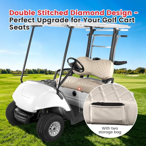 Beige Golf Cart Seat Cover Fit Yamaha G29 Drive2 Front Standard Seat - Custom Fit