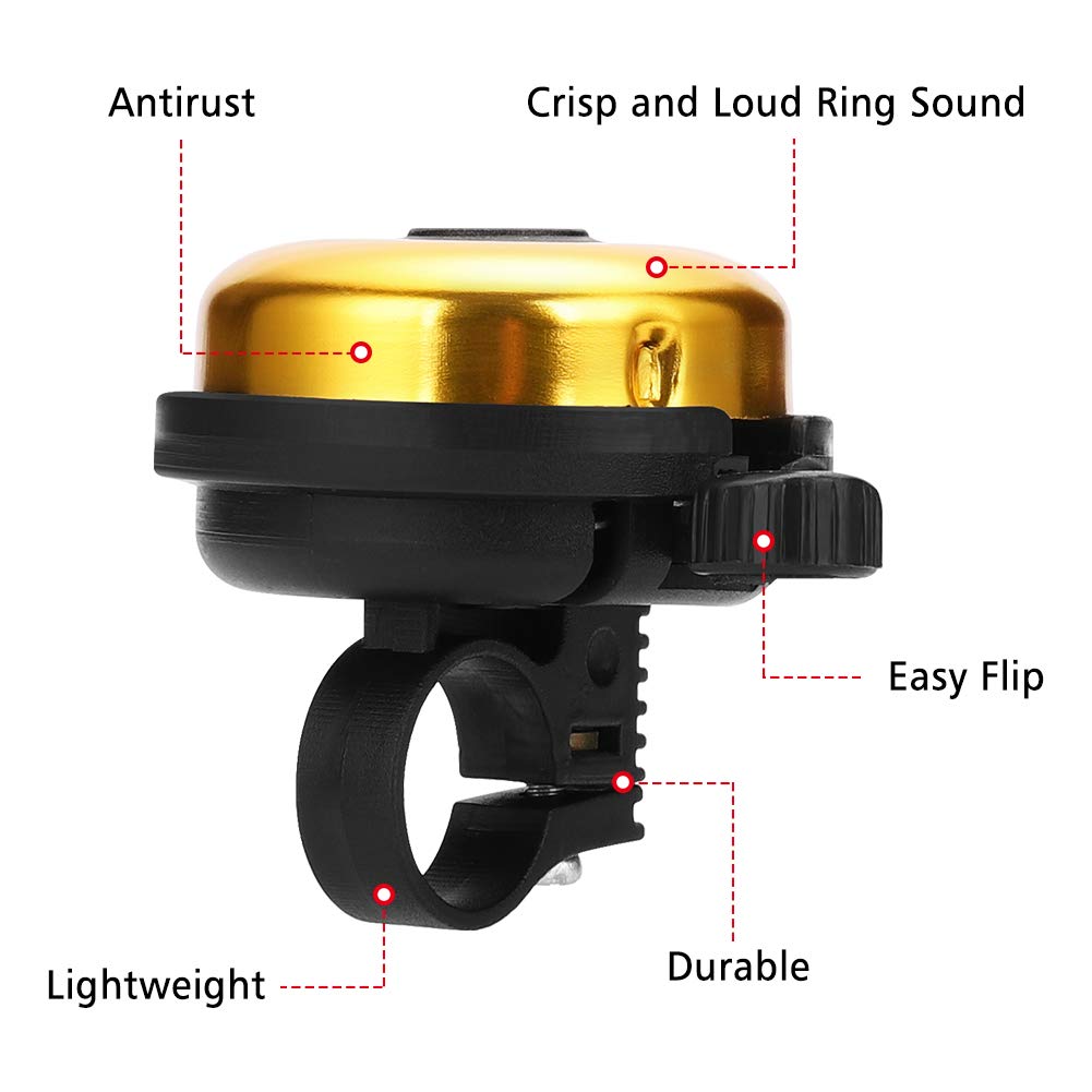 Accmor Classic Bike Bell, Aluminum Bicycle Bell, Loud Crisp Clear Sound Bicycle Bike Bell for Adults Kids