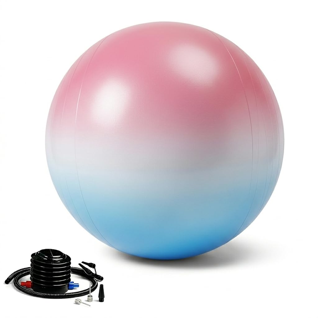 NEUMEE 65cm Exercise Ball with Pump, Anti-Burst Non-Slip Stability Ball for Yoga Pilates Balance Workout Pregnancy and Physical Therapy Home Office Use